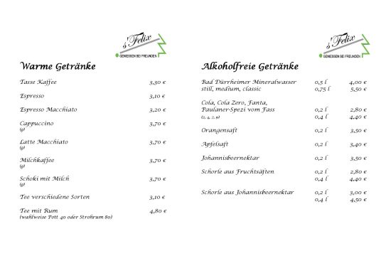 Warme Getränke und Alkoholfrei